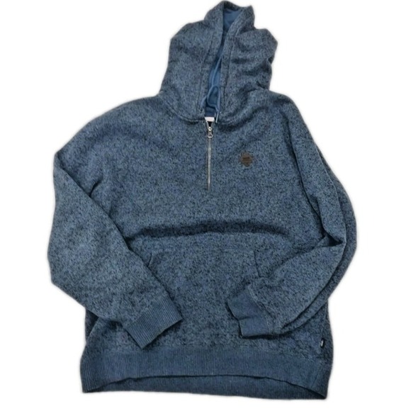 Vans Pullover Hoodie Mens Large Blue 1/4 Zip Up Sweatshirt - Picture 1 of 3